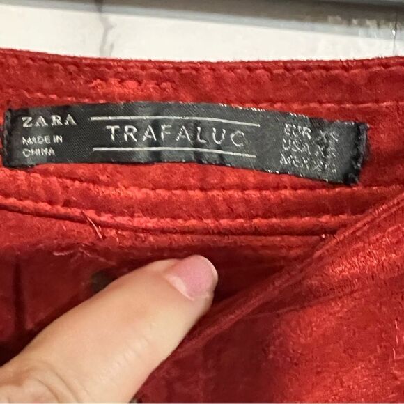 Zara Rust Red Microsuede Mini skirt Size XS - Picture 6 of 8